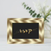 Glam Gold Foil en Black Wedding RSVP (Staand voorkant)
