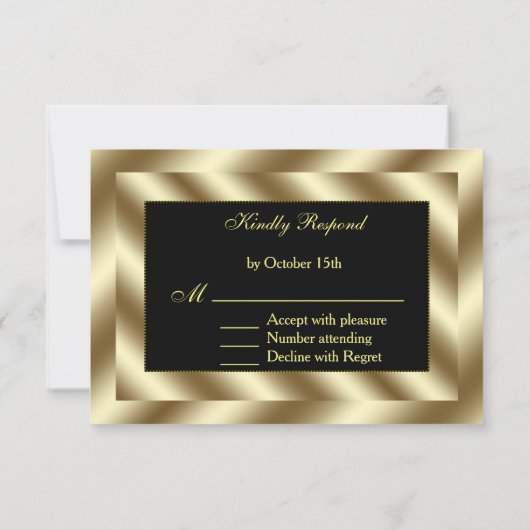 Glam Gold Foil en Black Wedding RSVP (Achterkant)