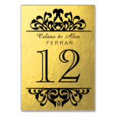 Glam Gold Foil Flourish Tafelnummers | goudzwart (Achterkant)