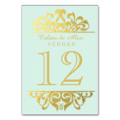 Glam Gold Foil Flourish Tafelnummers | muntgoud (Achterkant)