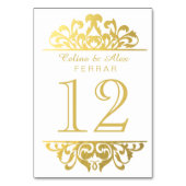 Glam Gold Foil Flourish Tafelnummers | wit (Achterkant)