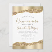 Glam Gold Foil Glitter Quinceañera Kaart (Voorkant)