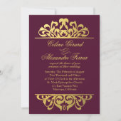 Glam Gold Foil Vlaams bruiloft | eggplant Kaart (Voorkant)