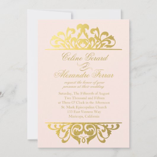 Glam Gold Foil Vlaams bruiloft | Goud Kaart (Voorkant)