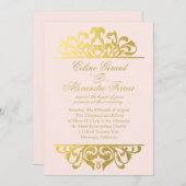 Glam Gold Foil Vlaams bruiloft | Goud Kaart (Voorkant / Achterkant)