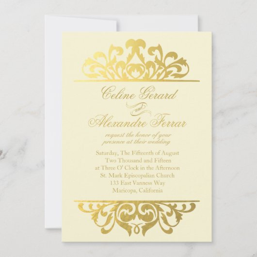 Glam Gold Foil Vlaams bruiloft | ivoorgoud Kaart (Voorkant)