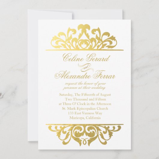 Glam Gold Foil Vlaams bruiloft | wit goud Kaart (Voorkant)