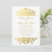 Glam Gold Foil Vlaams bruiloft | wit goud Kaart (Staand voorkant)