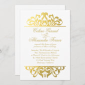 Glam Gold Foil Vlaams bruiloft | wit goud Kaart (Voorkant / Achterkant)