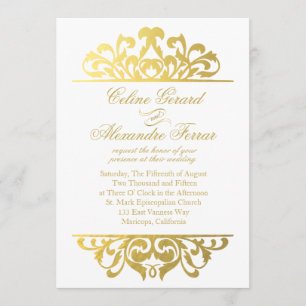 Glam Gold Foil Vlaams bruiloft   wit goud Kaart