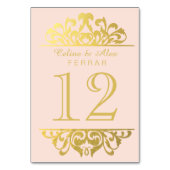 Glam Gold Foil Vlaanderen tabelnummers | Roze goud Kaart (Voorkant)