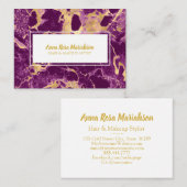 *~* Glam Gold Folie Paarse Marmer Populaire Chic Visitekaartje (Voorkant / Achterkant)