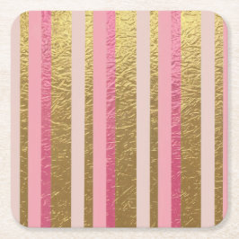 Glam Gold Folie Roze Folie Stripes Onderzetter Set
