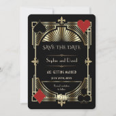 Glam Gold Gatsby Roaring 20s Wedding Save the Date Kaart (Voorkant)