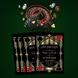 Glam Gold Gatsby Roaring 20s Wedding Save the Date Kaart