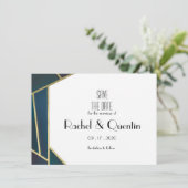 Glam Gold Geometrische Art Deco bruiloft Bewaar de Save The Date (Staand voorkant)