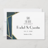Glam Gold Geometrische Art Deco bruiloft Bewaar de Save The Date (Voorkant)