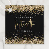 Glam Gold Glitter 50th Hartelijk dank zwart Bedankjes Labels (Voorkant)