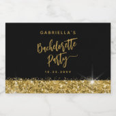 Glam Gold Glitter Bachelorette Party Bride Name Likeurfles Etiket (Enkel label)