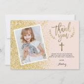 Glam Gold glitter bedankt voor je eerste communiqu (Voorkant)