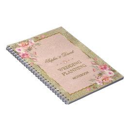 Glam Gold Glitter Blush Floral Wedding Planner Notitieboek