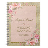 Glam Gold Glitter Blush Floral Wedding Planner Notitieboek (Voorkant)