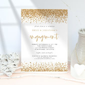 Glam Gold Glitter Borders Afdrukbaar Verloving Kaart