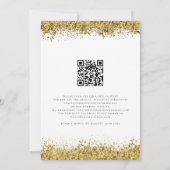 Glam Gold Glitter Borders Script QR Code Bruiloft Kaart (Achterkant)
