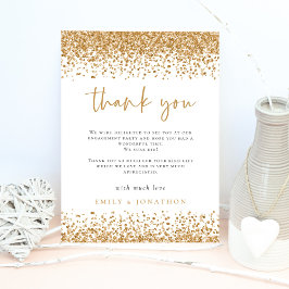 Glam Gold Glitter Borders Verloving Bedankt Kaart