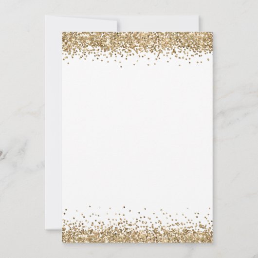 Glam Gold Glitter Borders Verloving Uitnodiging (Achterkant)