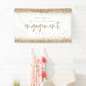 Glam Gold Glitter Borders Welkom Verlovingsfeest Spandoek (Insitu)