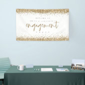Glam Gold Glitter Borders Welkom Verlovingsfeest Spandoek (Beurs)