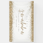 Glam Gold Glitter Borders Welkom Verlovingsfeest Spandoek (Verticaal)