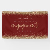Glam Gold Glitter Burgundy Welcome Verloving Spandoek (Horizontaal)