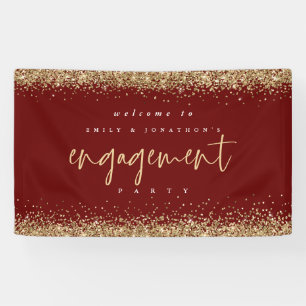 Glam Gold Glitter Burgundy Welcome Verloving Spandoek