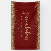 Glam Gold Glitter Burgundy Welcome Verloving Spandoek (Verticaal)