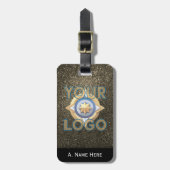 Glam Gold Glitter Business Custom Logo, QR-code Bagagelabel (Voorkant verticaal)