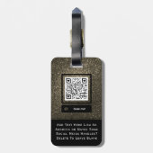 Glam Gold Glitter Business Custom Logo, QR-code Bagagelabel (Achterkant verticaal)