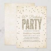 Glam Gold Glitter Confetti 40e verjaardag Kaart (Voorkant / Achterkant)