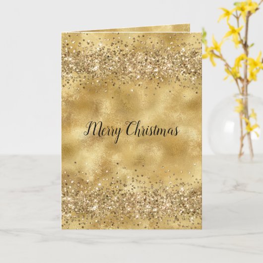 Glam Gold Glitter Confetti Kaart (Gele Bloem)