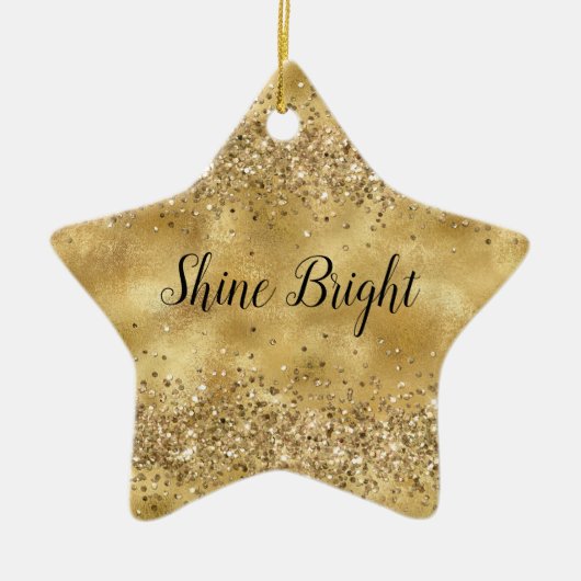 Glam Gold Glitter Confetti Keramisch Ornament (Voorkant)