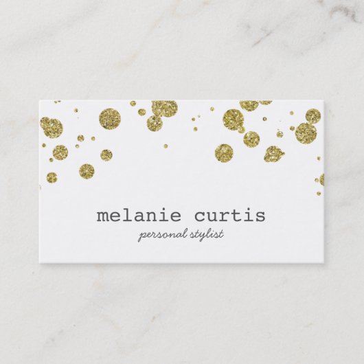 Glam Gold Glitter Confetti Stippen Visitekaartje (Voorkant)