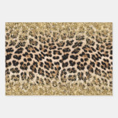 Glam Gold Glitter Cream Leopard Glitter Inpakpapier Vel (Voorkant)