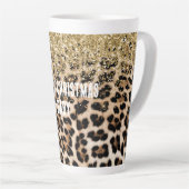 Glam Gold Glitter Cream Luipaard Print Latte Mok (Rechterhoek)