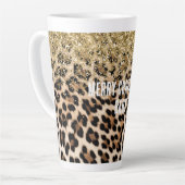 Glam Gold Glitter Cream Luipaard Print Latte Mok (Linkerhoek)