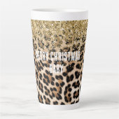 Glam Gold Glitter Cream Luipaard Print Latte Mok (Voorkant)
