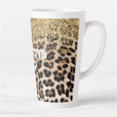 Glam Gold Glitter Cream Luipaard Print Latte Mok (Rechts)