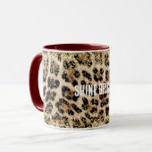 Glam Gold Glitter Cream Luipaard Print Mok (Voorkant links)