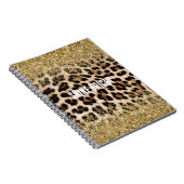 Glam Gold Glitter Cream Luipaard Print Notitieboek (Rechterzijde)
