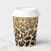 Glam Gold Glitter Cream Luipaard Print Papieren Bekers (Rechts)